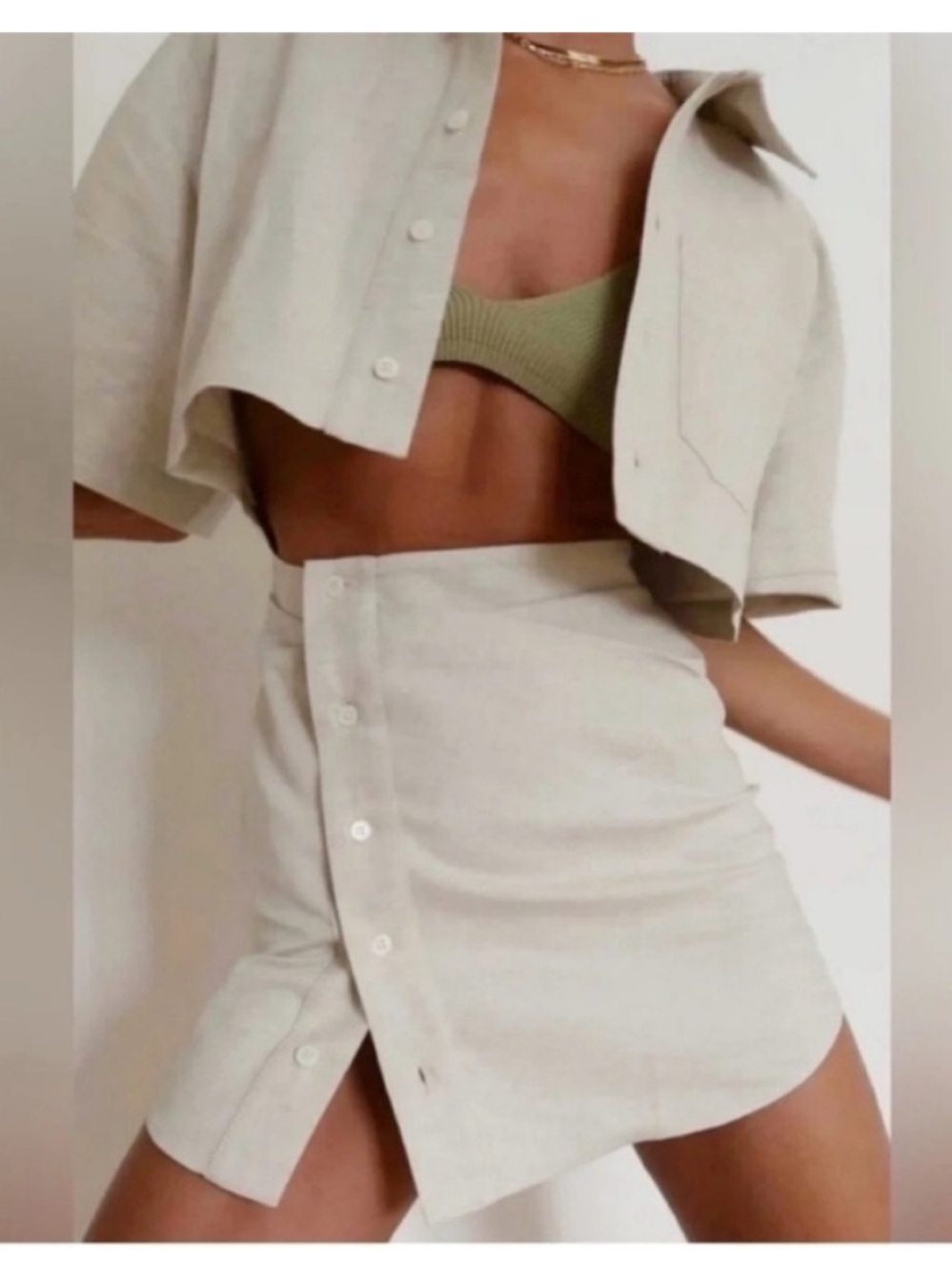NWT Jacquemus La Robe Arles Linen Mini Dress Beige - Picture 3 of 8